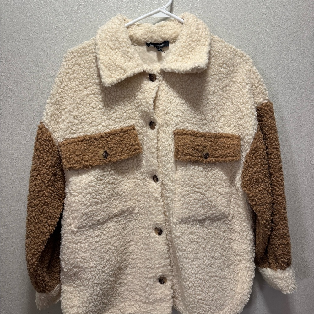 Blu Pepper Cream and Brown Teddy Jacket